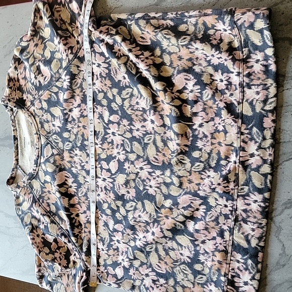 SONOMA Floral Print Long Sleeve Sweatshirt Style Top Black Rose Beige Tan sz XL - Picture 8 of 10